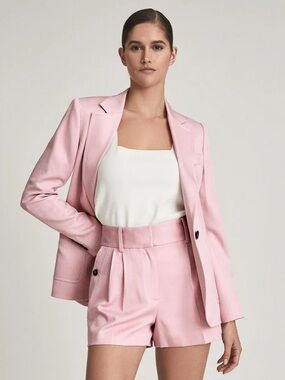 REISS ember tailored blazer pink longline career size 14 US